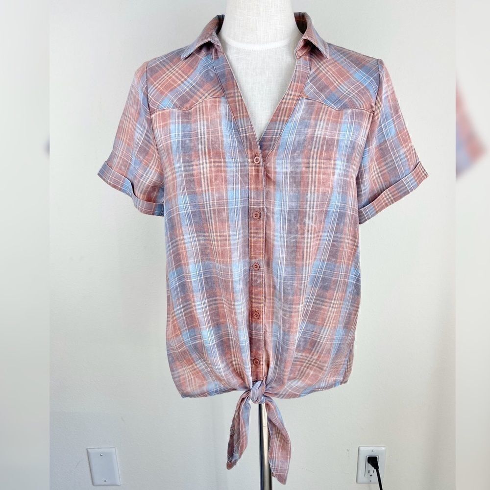 Paper Crane Front Tie Button Down Shirt